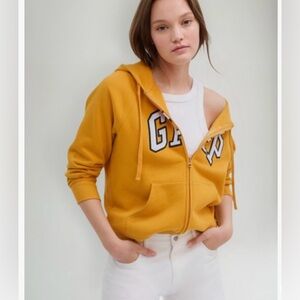 GAP Women's Yellow Zip Hoodie Size L